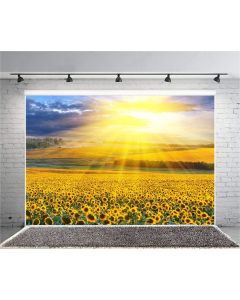 CSFOTO 10x8ft Sunflower Field Backdrop Sunshine Countryside Theme Birthday Party Background for Photography Village Rural Party Photo Wallpaper